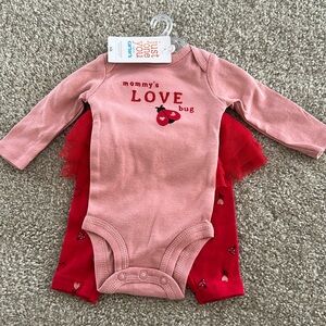 Carter's Pink and Red Love Bug Baby Onesie Set
